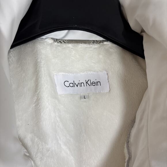 Calvin Klein Puffer Duck Down Feather Jacket Coat Large White Warm Winter - Picture 2 of 8